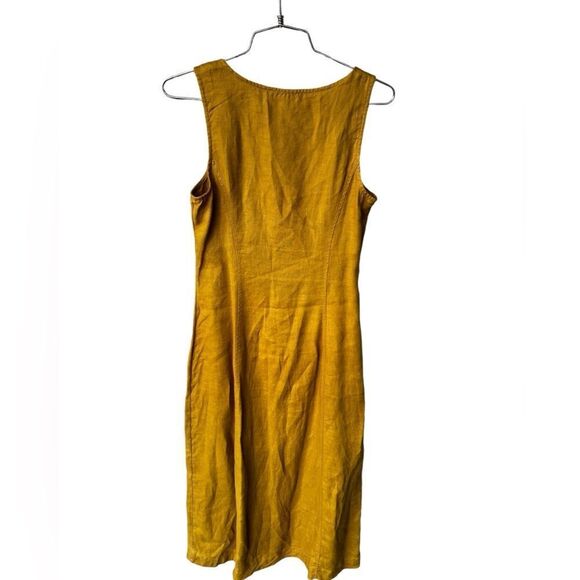 Madewell Button-Front Midi Dress in 100% Linen Citrus Lime 2 - Picture 4 of 7